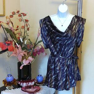 NWOT BELAMIE Women’s Summer Loose Fit Cap Sleeve Purple Casual Pullover Top M